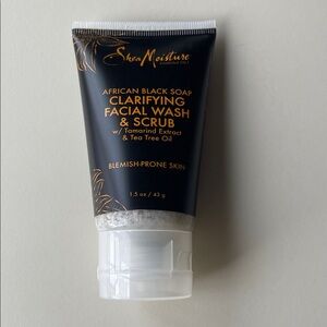 Shea Moisture African Black Soap Clarifying Facial Wash & Scrub Travel 1.5 oz